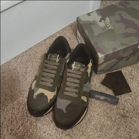 Men’s Valentino Camo Rockrunner size 41 Valentino Multicolor Camouflage Print Leather And Suede  main image 2